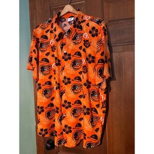 Baltimore Orioles MLB Mens XL Orange Tropical Hawaiian Button Down Shirt O's